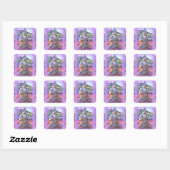 lavender aura buddha vierkante sticker (Vel)