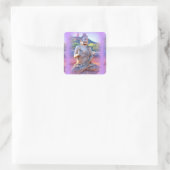 lavender aura buddha vierkante sticker (Tas)
