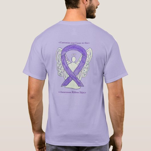 Lavender Awareness Ribbon Angel Custom Shirten T-shirt (Achterkant)