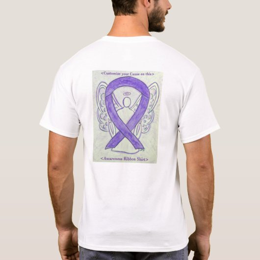 Lavender Awareness Ribbon Angel Custom Shirten T-shirt (Achterkant)