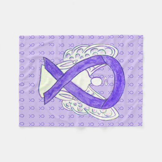 Lavender Awareness Ribbon Angel Soft Blankets Fleece Deken (Voorkant (Horizontaal))