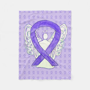 Lavender Awareness Ribbon Angel Soft Blankets Fleece Deken