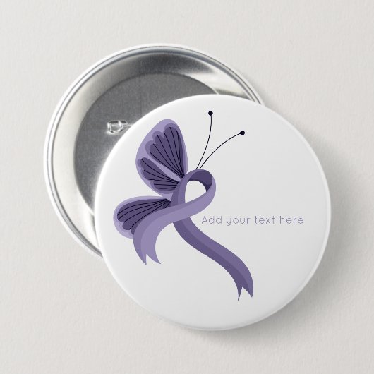 Lavender Awareness Ribbon Butterfly Button (Voorkant /achterkant)