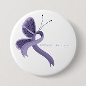 Lavender Awareness Ribbon Butterfly Button (Voorkant)