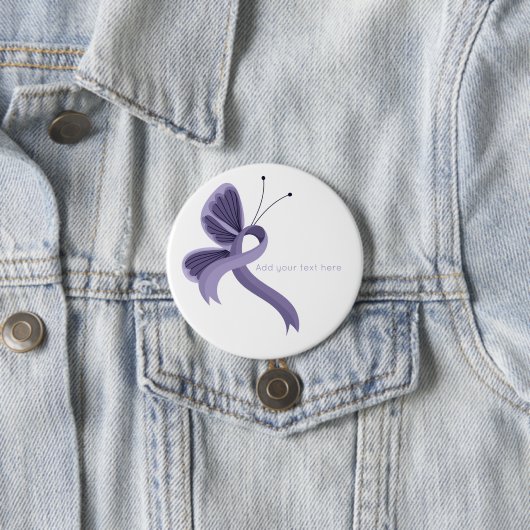 Lavender Awareness Ribbon Butterfly Button (In situ)