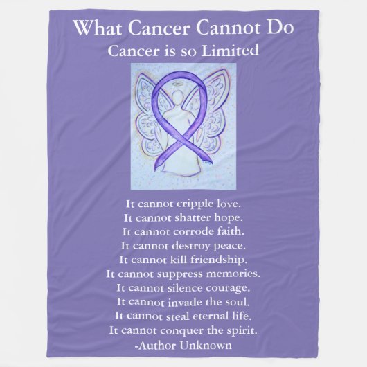 Lavender Awareness Ribbon Cancer Angel Blankets Fleece Deken (Voorkant)