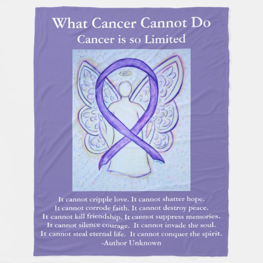 Lavender Awareness Ribbon Cancer Fleece Blanket (Voorkant)