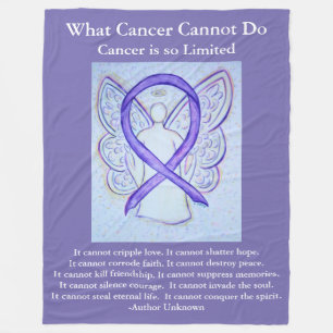 Lavender Awareness Ribbon Cancer Fleece Blanket Deken