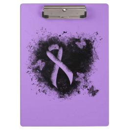 Lavender Awareness Ribbon Grunge Heart Klembord