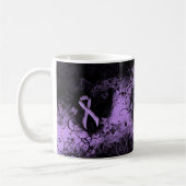Lavender Awareness Ribbon Grunge Heart Koffiemok (Links)