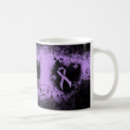 Lavender Awareness Ribbon Grunge Heart Koffiemok