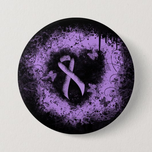Lavender Awareness Ribbon Grunge Heart Ronde Button 7,6 Cm (Voorkant)