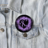 Lavender Awareness Ribbon Grunge Heart Ronde Button 7,6 Cm (In situ)