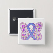 Lavender Awareness Ribbon Heart Art Pin Button (Voorkant /achterkant)