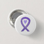 Lavender Awareness Ribbon Heart Art Pin Button (Voorkant /achterkant)