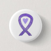 Lavender Awareness Ribbon Heart Art Pin Button (Voorkant)