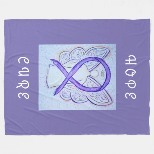 Lavender Awareness Ribbon Hope Angel Chemo Blanket Fleece Deken (Voorkant (Horizontaal))