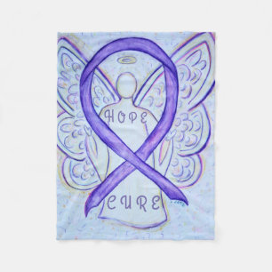 Lavender Awareness Ribbon Hope Cure Angel Blanket Fleece Deken