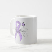 Lavender Awareness Ribbon with Butterfly Koffiemok (Voorkant links)