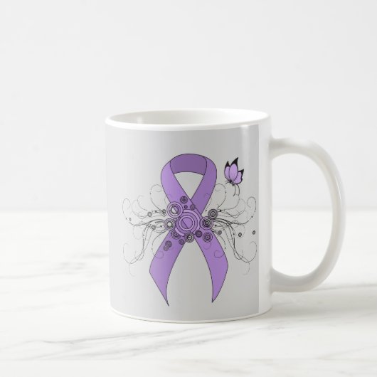 Lavender Awareness Ribbon with Butterfly Koffiemok (Rechts)