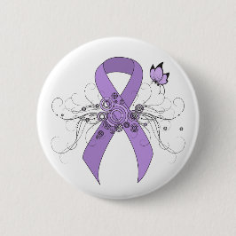 Lavender Awareness Ribbon with Butterfly Ronde Button 5,7 Cm
