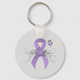 Lavender Awareness Ribbon with Butterfly Sleutelhanger