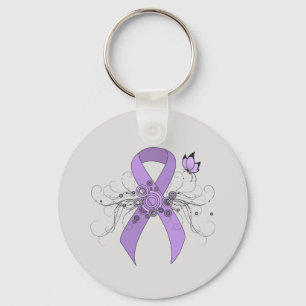 Lavender Awareness Ribbon with Butterfly Sleutelhanger