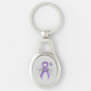 Lavender Awareness Ribbon with Butterfly Sleutelhanger