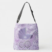 Lavender Baby Carriage Bokeh Bling Crossbody Tas (Achterkant)