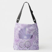 Lavender Baby Carriage Bokeh Bling Crossbody Tas (Voorkant)
