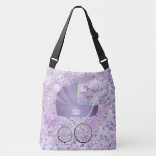 Lavender Baby Carriage Bokeh Bling Crossbody Tas