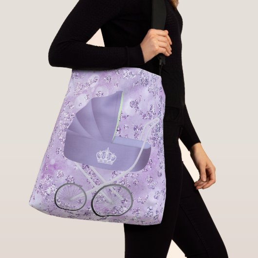 Lavender Baby Carriage Bokeh Bling Crossbody Tas (Dichtbij)