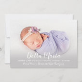 Lavender Baby Girl Foto geboorteaankondigingen (Voorkant)