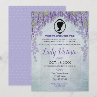 Lavender Baby shower Tea Party Invitation Kaart