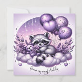 Lavender Ballon Wasbeer Valentijnskaart Feestdagenkaart (Voorkant)