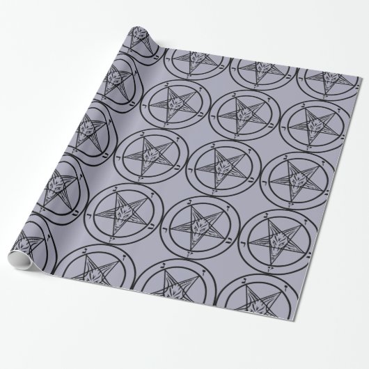 Lavender Baphomet Pentagram Wrapping Paper Cadeaupapier (Uitgerold)