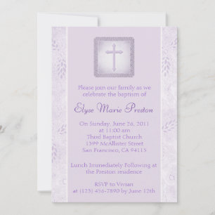 Lavender Baptism/Christening Uitnodiging