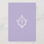 Lavender Baptism Cross Floral Crest Elegant Purple Kaart (Achterkant)