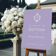 Lavender Baptism Welcome Cross in Crest Purple
