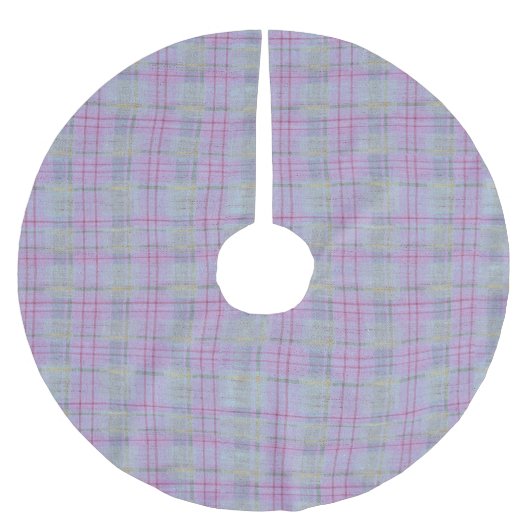 Lavender Barefoot Plaid Tree Skirt Kerstboom Rok (Voorkant)