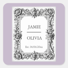 LAVENDER Barokke vintage bruiloft – aangepaste tek Vierkante Sticker