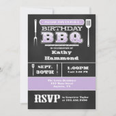 Lavender BBQ Birthday Chalkboard Uitnodiging (Voorkant)
