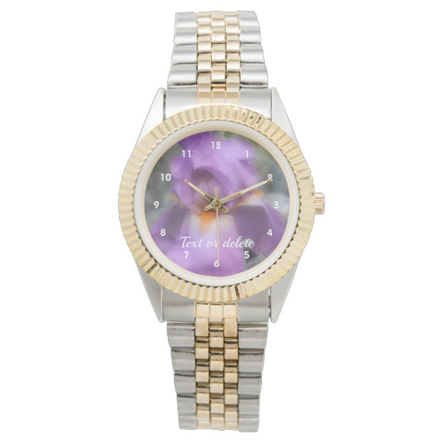 Lavender Bearded Iris Flower Personalized Horloge (Voorkant)