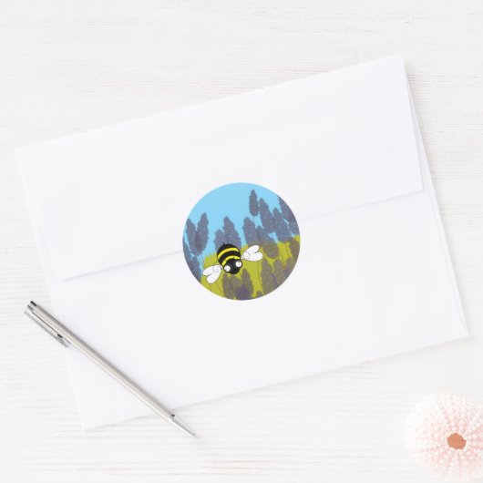 Lavender Bee Round Sticker (Envelop)