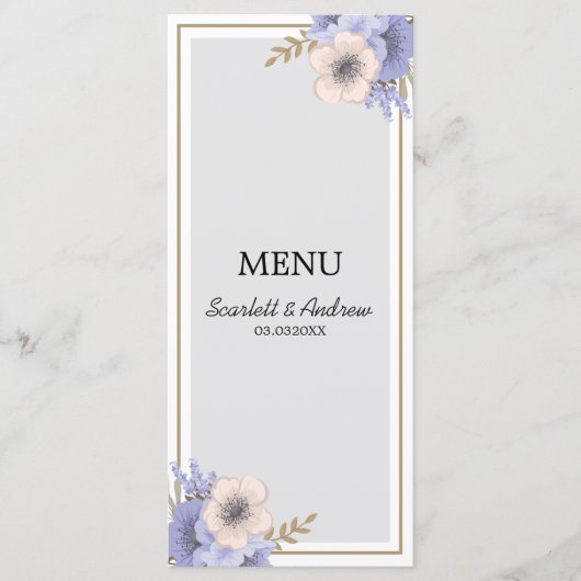 Lavender & Beige Flowers Menu (Voorkant)