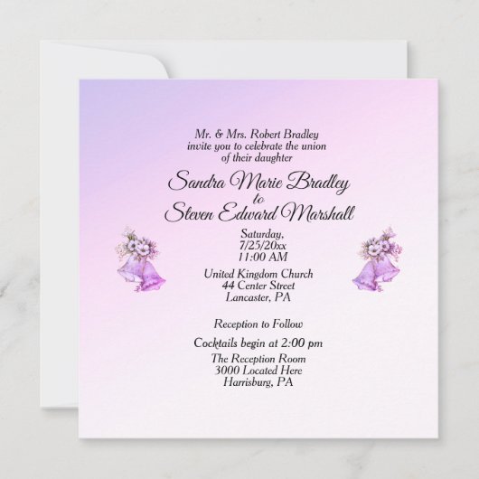Lavender Bells Wedding Invitation Kaart (Voorkant)