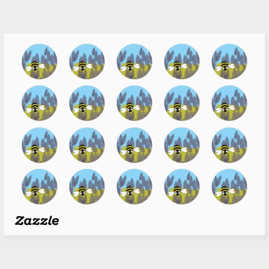 Lavender Bij Ronde Sticker (Vel)