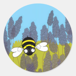 Lavender Bij Ronde Sticker