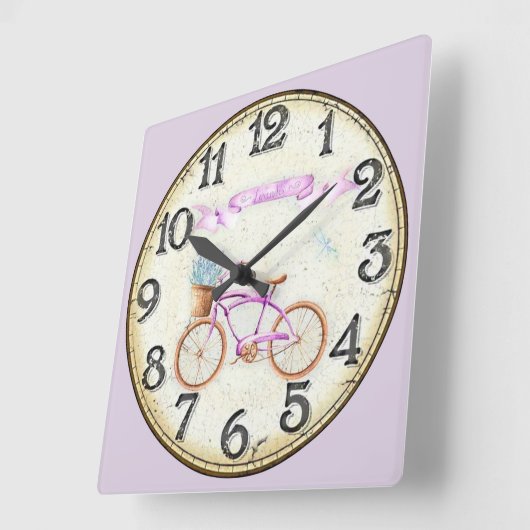 Lavender Bike Vierkante Klok (Hoek)