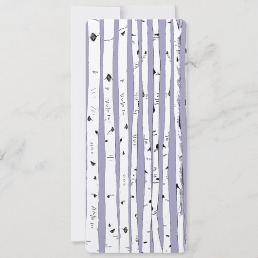 Lavender Birch Tree  Bird Wedding Invite Kaart (Achterkant)